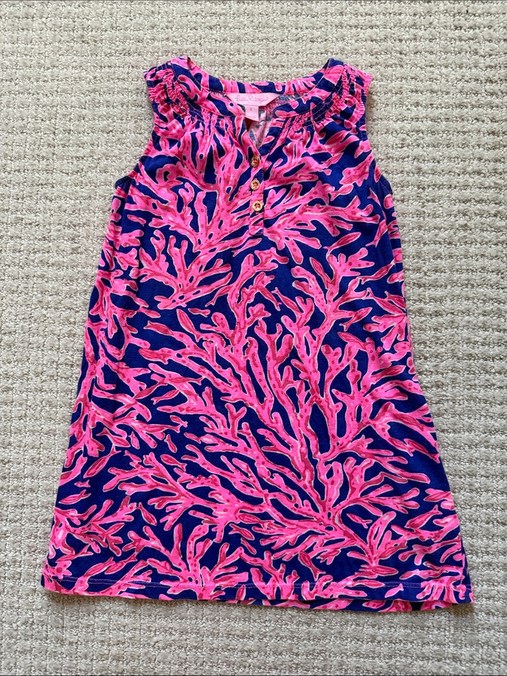 Lilly Pulitzer Girls Sleeveless Tank Dress - Hot Pink & Navy